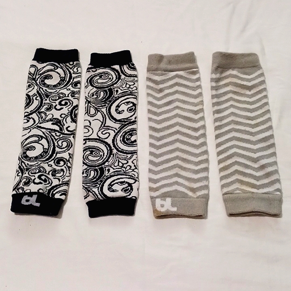 2/$10 Baby Black & Gray Patterned Leggings - Dual Pack